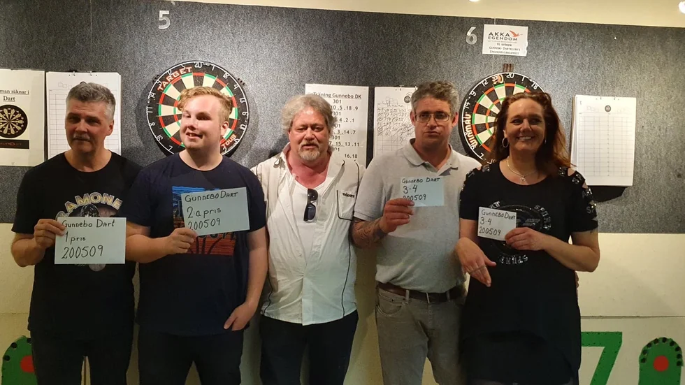 Från vänster ses Lars-Åke Karlsson, Hampus Norrström, prisutdelare Thomas Kallin, Henrik Olofsson och Susanne Hag.