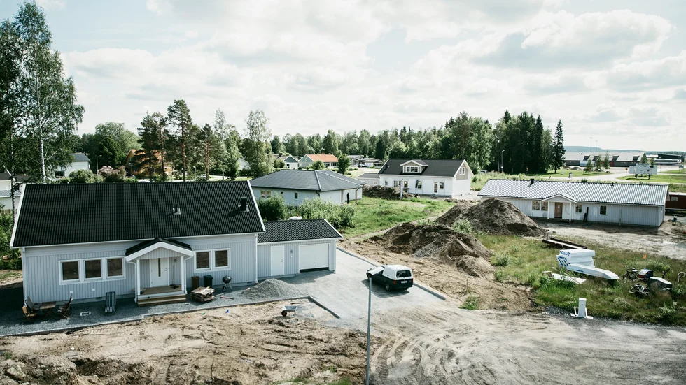 Den här bilden är tagen sommaren 2015 när det nya villakvarteret på Ingenjörgatan började att ta form.