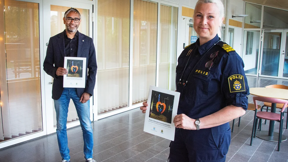 Fredrik Hansson, komMunalråd och Petra Hinterthaner, lokalpolisområdeschef har stora förhoppningar om det nya samarbetsavtalet.