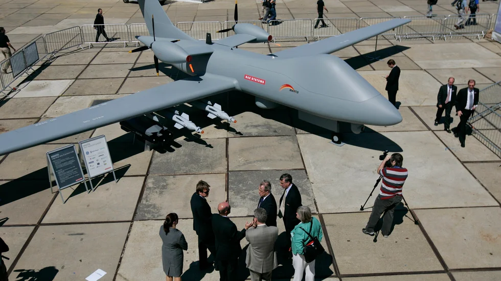 Brittiska skattemedel ska finansiera utländska vapenköp. På bilden en drönare tillverkad av BAE Systems. Arkivbild.