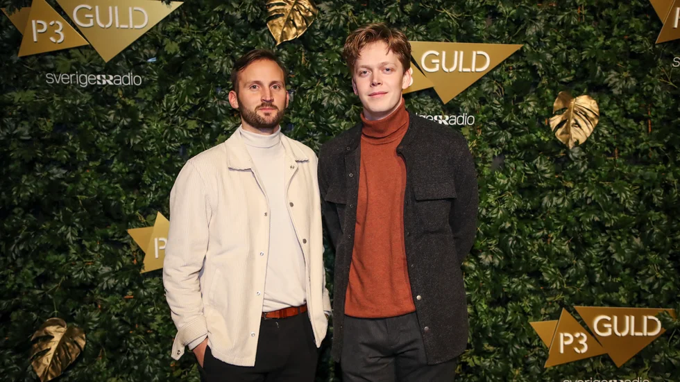Rassmus Björnson och Fredrik Gustafsson på P3 Guld, där Augustine var nominerad i kategorin Årets pop.