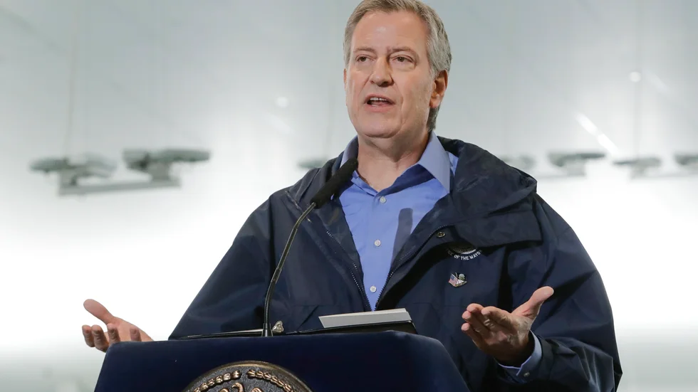 Staden New Yorks borgmästare Bill de Blasio under tisdagen.