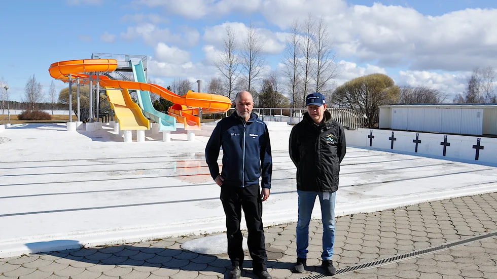 Tore Boström och Peter Engström, Skicamp, ser framemot att öppna badet på Bodens camping som vanligt i sommar. " Badet drar alltid mycket besökare."