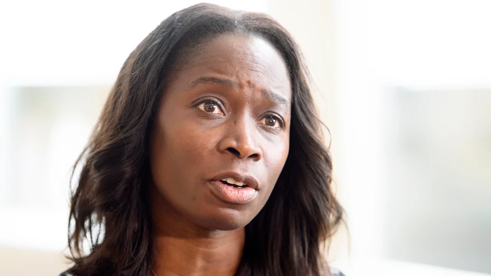 Liberalernas partiledare Nyamko Sabuni efter partiledarnas veckomöte med statsministern.