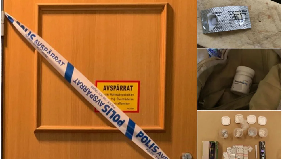 I lägenheten i centrala Norrköping gjordes flera fynd av narkotikaklassade preparat.
