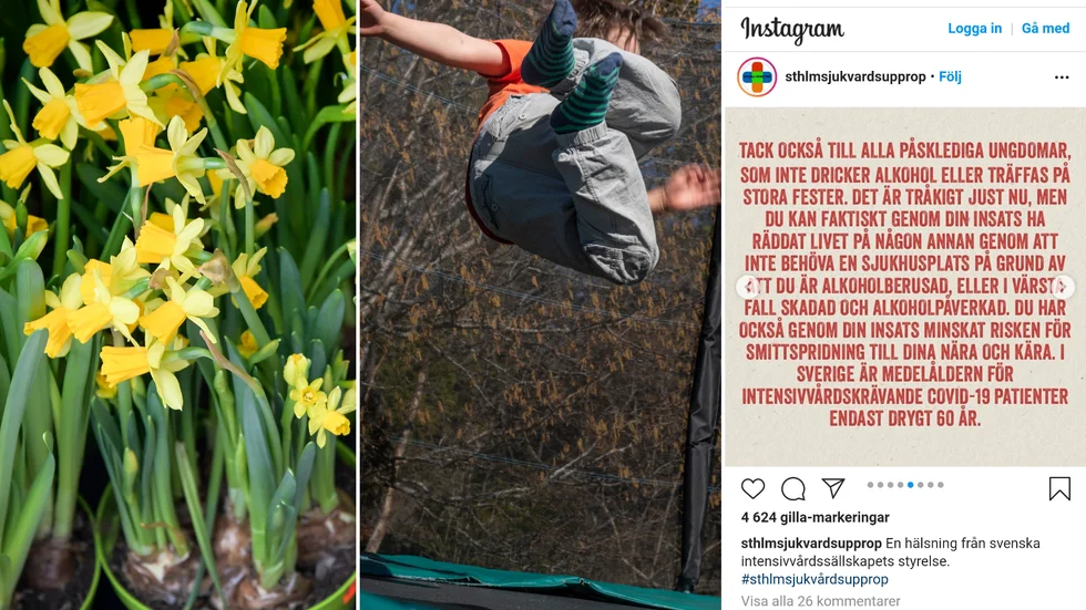 För att inte riskera att belasta vården i onödan kan det vara bra att låta bli studsmattan i påsk. I sociala medier tipsar intensivvårdsläkare om hur vi ska bete oss för att underlätta för vården.
