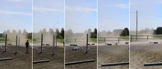 Här drar stoftvirveln in – mitt i hopptävling i Ersmark: ”Fick grus slungat mot oss”