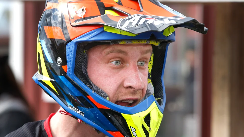 VMS-föraren Filip Bengtsson slutade tvåa i Ränneslättsloppet.