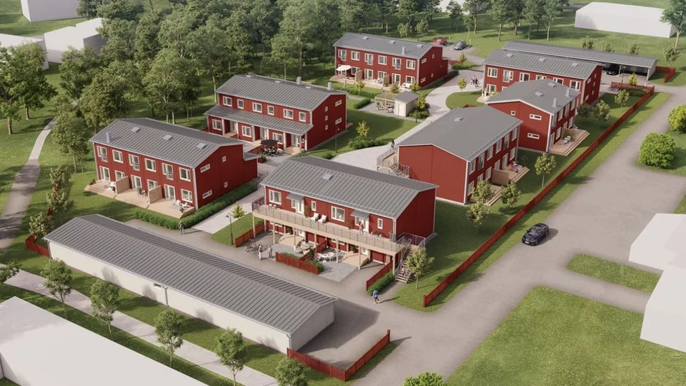 Så här kan bostadsrättsföreningen Allén komma att se ut, Obos Bostadsutveckling AB har fått bygglov för 14 radhus och 8 lägenheter på Ingridshem i Gammelstad.