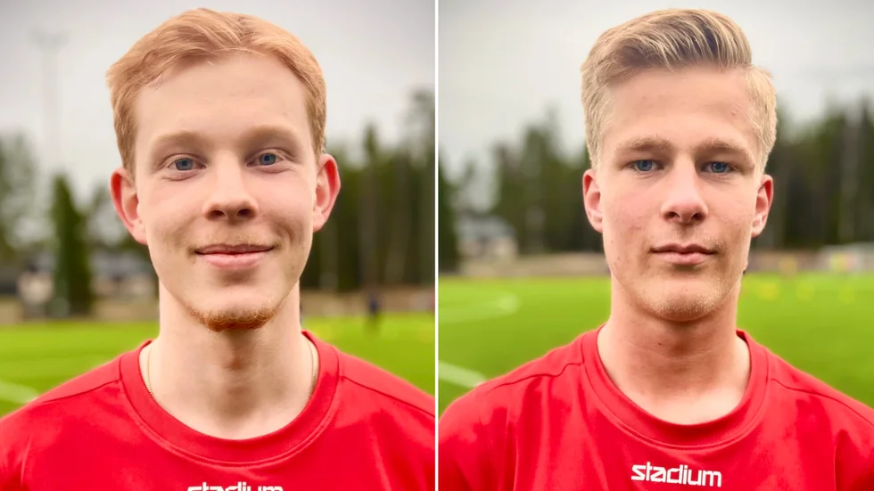 Joel Puman (till vänster) fortsätter att leverera. Under matchen mot Somtuna blev det två mål. Emil Olsson gjorde också två mål. Melvin Edrenius, till höger i bild, satte det femte målet för Högsjö.