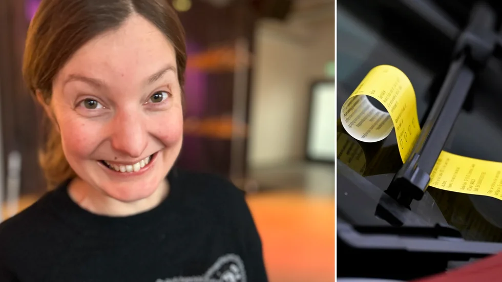 Emma Gustafsson från Eskilstuna håller på med ett annorlunda projekt. Hon tänker sy en klänning av hundratals p-böter!