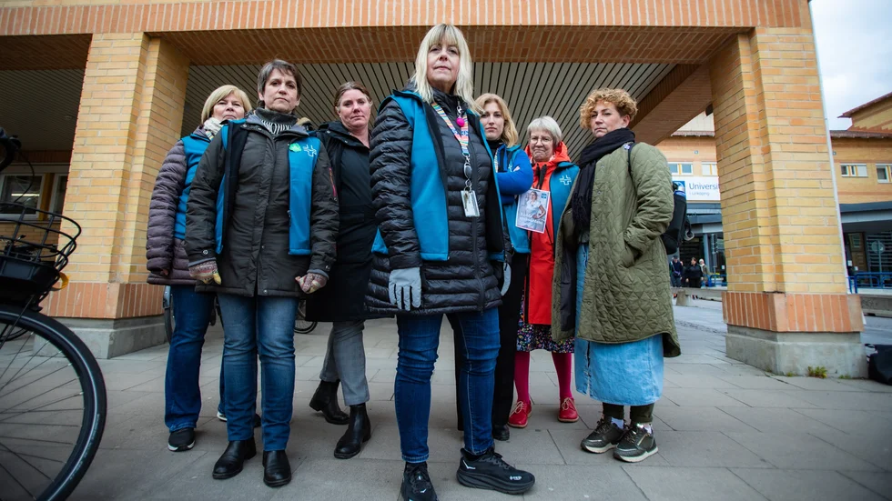 Vårdförbundet på plats utanför Universitetssjukhuset i Linköping.