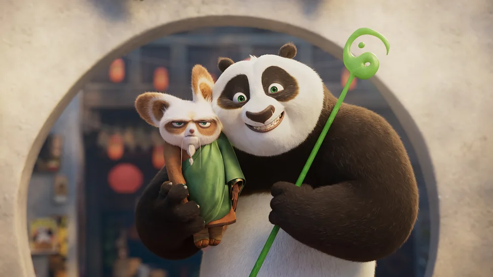 Pandan Po ger sig i "Kung fu panda 4" ut på sitt sista uppdrag som kung fu-mästare.