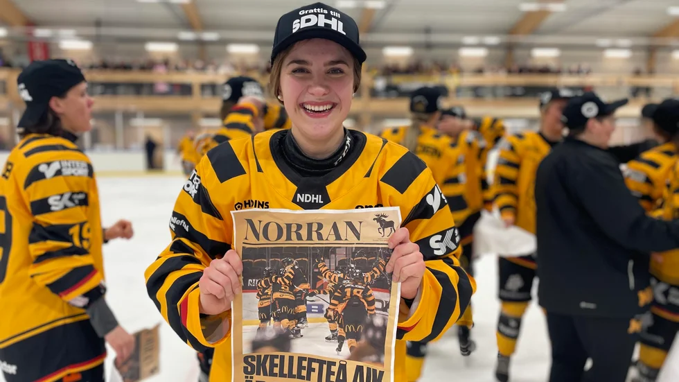 Line Grahn hade svårt att hålla tillbaka tårarna efter avancemanget – nu står det klart att hon följer med laget upp till SDHL.