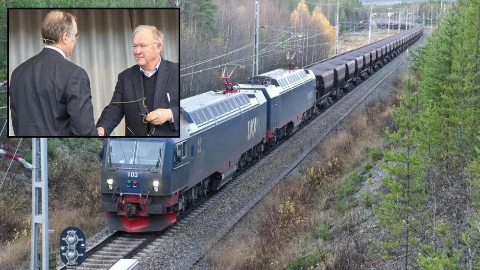 Tillträdande och avgående ordförande  Anders Borg och Göran Persson på LKAB:s årsstämma i förra veckan.