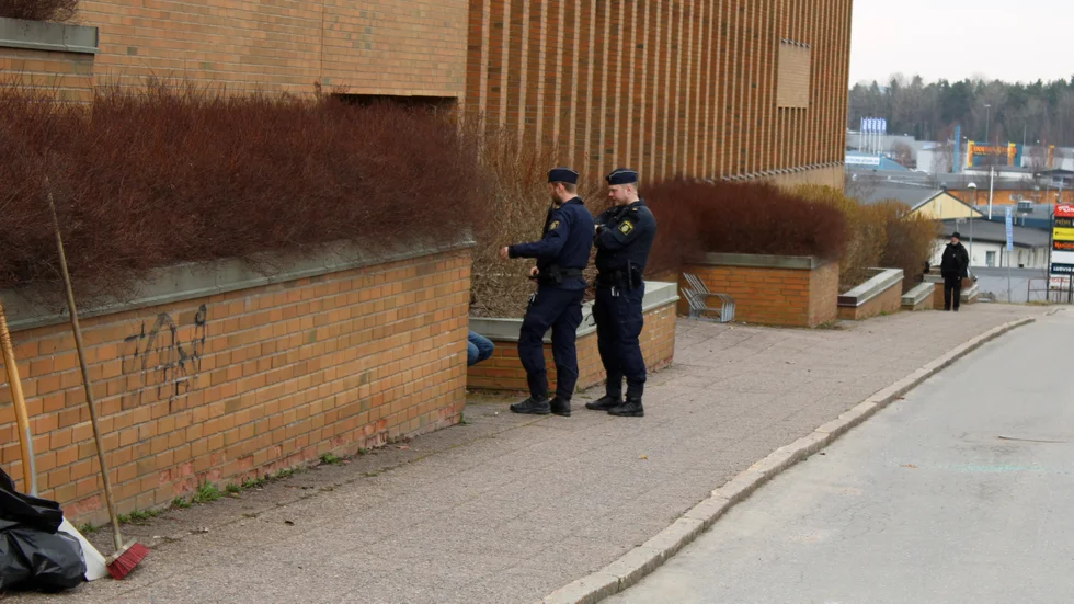 Polisen kunde snabbt ta hand om den misstänkte mannen, som uppges ha kastat sten på både Stadshuset och en bil.