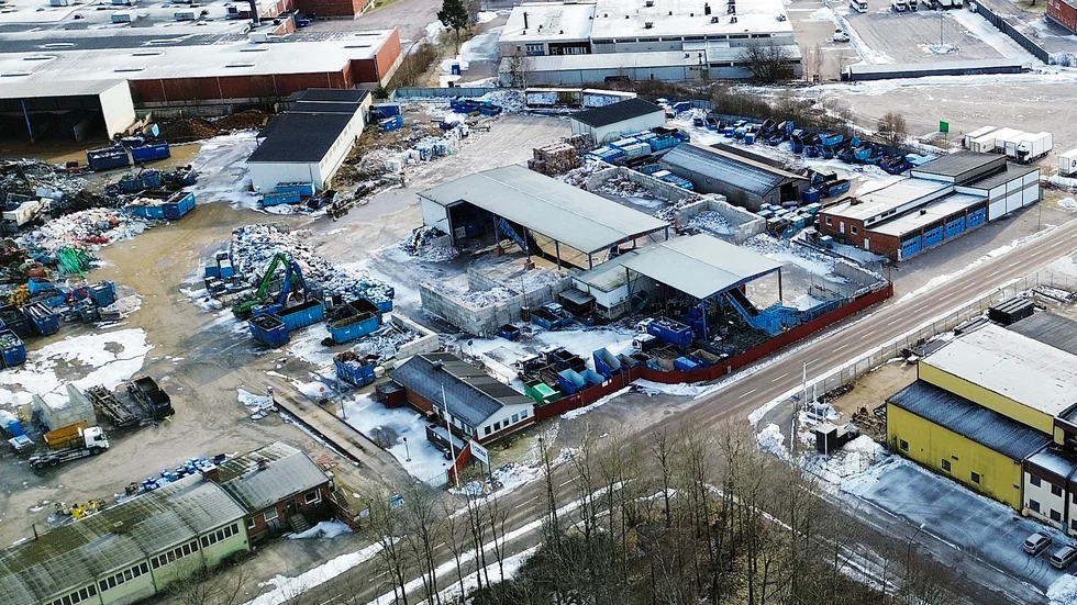 Drönarfoto av Stena recycling i Vilsta industriområde.