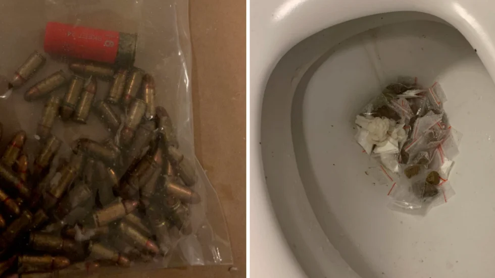 Bilder från polisens förundersökningsprotokoll visar den igenpluggade toaletten. 