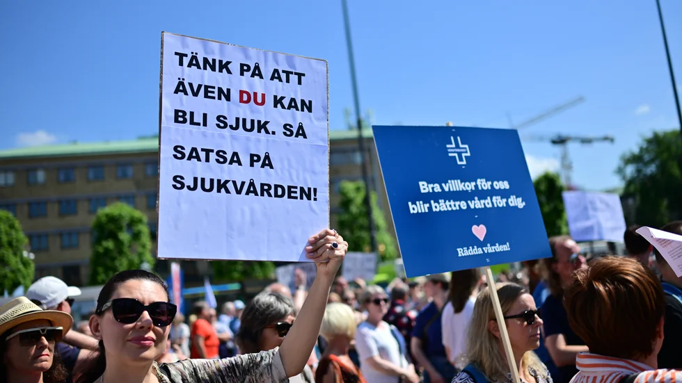 Vårdförbundets demonstration för kortare arbetstid i Göteborg i lördags.