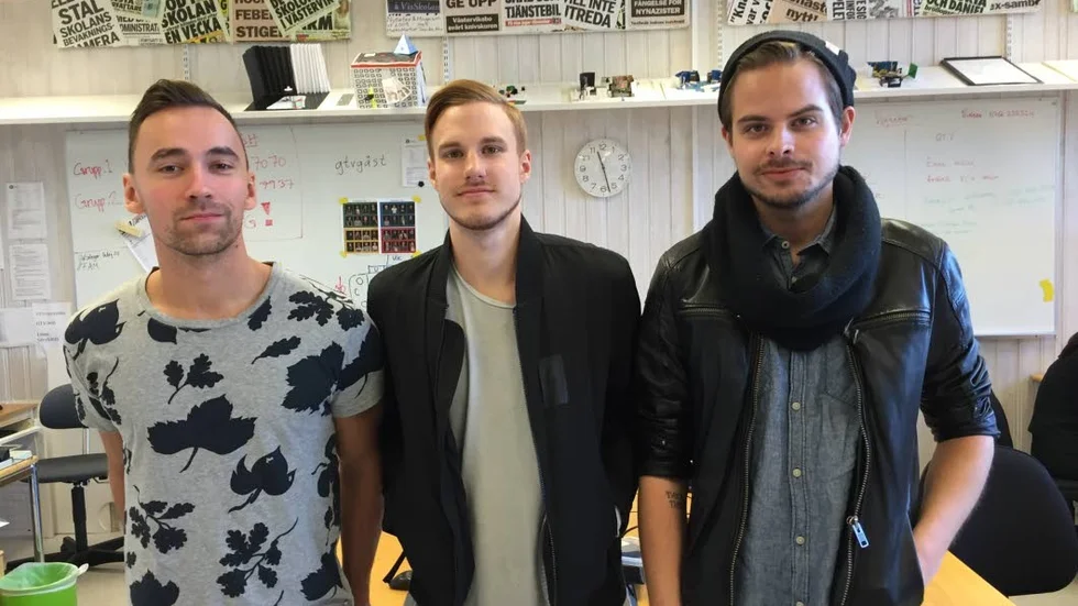 Tv-sugna. Sebastian Algons, Jesper Bueno och Jonathan Naver Borell är några av de GTV-elever som kommer praktisera på tidningen och leverera rörlig bild till vt.se.