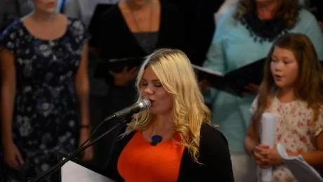 Gabriella Ring var solist på Gärdestadkonserten. Foto: Ilkka Ranta