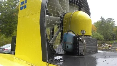 Propellern drivs av en en v8-motor på 160 hk och ger ett imponerande luftflöde på 42 kbm i sekunden.
Foto: Anders Jacobsson