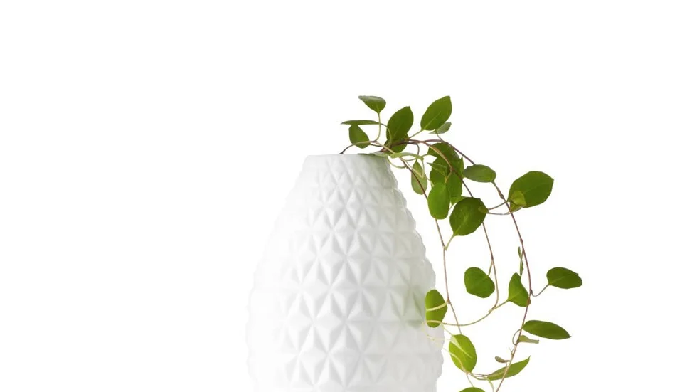 Porslinsvasen från Designtorget är användbar till små skott och lägre blommor. Pris 125 kronor.