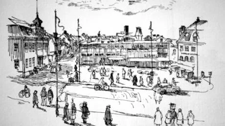 Lennart Glemmes illustration från boken Västervik i ord och bild.