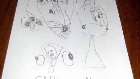 Carl-Johans verk. En nygjord teckning som barnbarnet gett Conny i gåva.