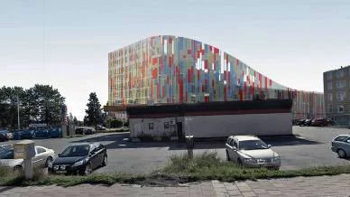 Så här ska det nya huset se ut på Varvet. Den här utsikten är från Stationsgatan ner mot tomten, där Granngården låg tidigare.