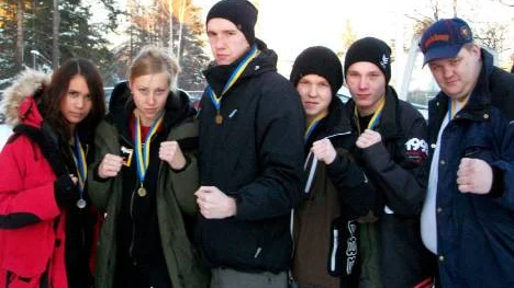 Kirunaboxare som skördade stora framgångar i Norrlandsmästerskapen. Rebecka Nyberg, Frida Samuelsson, Andreas Nordlander, Herman Lundström (som tog guld), Niclas Lumio och Per-Olov Niemälä.
