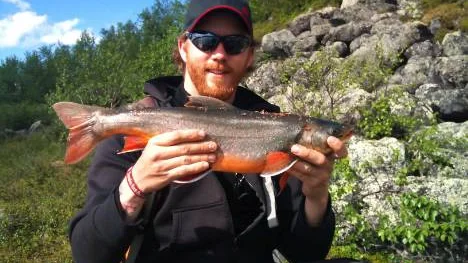 En brun nymf hjälpte Anders Hallergren att hamna högst upp på rödingslistan. Vikt 1,6 kilo.