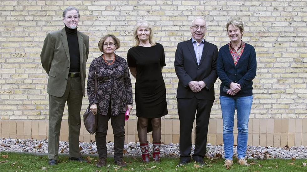 Fem av de femton författarna berättade om sina kapitel när boken presenterades. Från vänster Björn Axel Johansson, Eva Dahlman, Ingrid Sommar, Rolf Olson och Åsa Christoffersson.