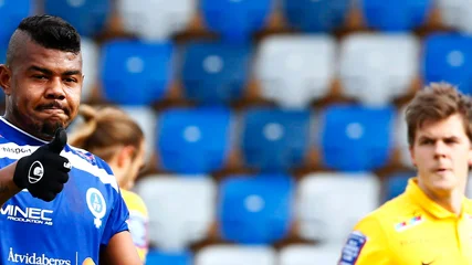 ÅTVIDABERG 2014-04-12 
ÅFF:s Ricardo Santos under lördagens allsvenska fotbollsmatch mellan Åtvidabergs FF och Falkenbergs FF på Kopparvallen i Åtvidaberg. 
Foto: Stefan Jerrevång / TT / Kod 60160