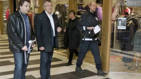 Per Holmqvist, butiksinnehavare till Gant-butiken i Strand galleria, och Leif Löfgren, chef för Norrporten Fastigheter.