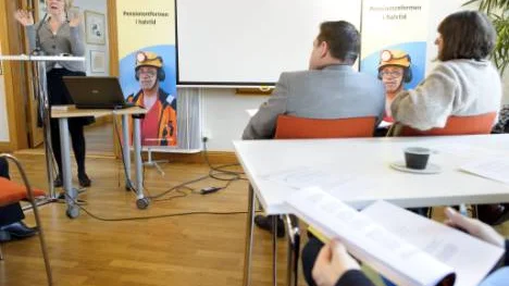 LO:s ordförande Wanja Lundby-Wedin presenterade LO:s rapport "Pensionsreformen i halvtid" vid ett seminarium 15 februari.