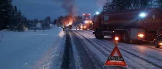 Brand i Lansjärv stängde E 10