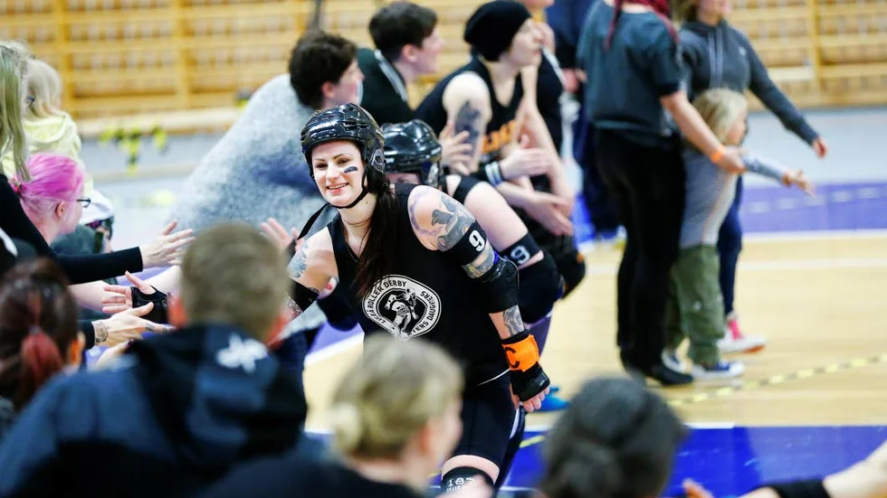 Stentuff kamp. Luleå Derby Slaughter Daughters spelar mot Crime City Rollers.?Foto: Petra Isaksson