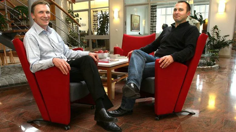 Nöjda med domen i Svea Hovrätt. Sten Jeansson och Robert Kreicberg, chefer på miljöteknikföretaget HTC i Söderköping.