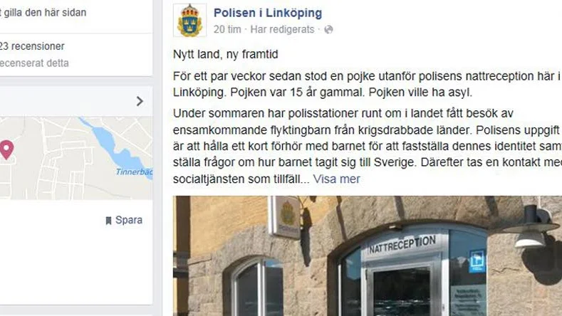 Populärt FB-inlägg av Linköpingspolisen Mustafa Panshiri.
