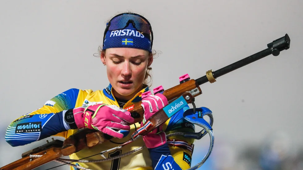 Hanna Öberg är inte orolig över formen på skjutvallen. "Jag  går in mot helgens tävlingar med en bra känsla", säger hon. (Arkivbild)