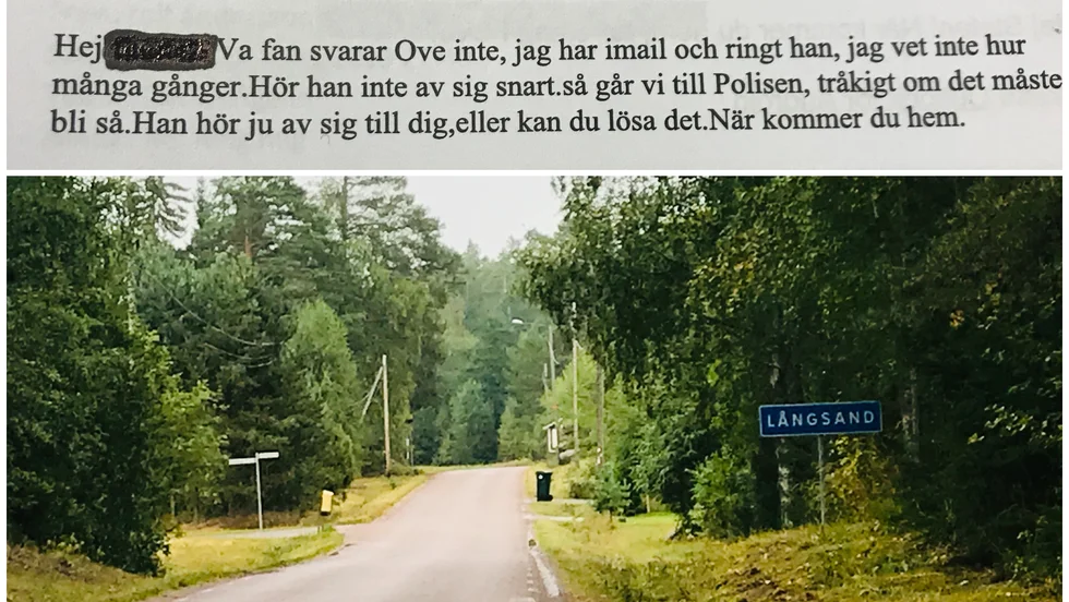 E-post från "Kalle" till bedragaren, som uppgav att han hade en stuga i Långsand och kunde sälja billiga stugor och frakta dem till köpare i Älvkarleby kommun.