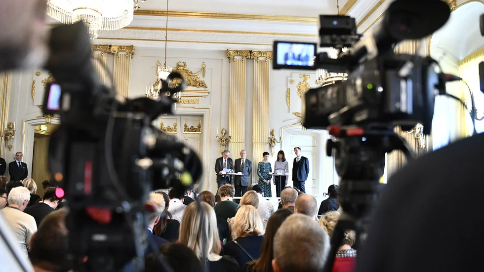Det blir inte lika mycket folk på plats i Börshuset i år, när Nobelpriset i litteratur tillkännages. Arkivbild.