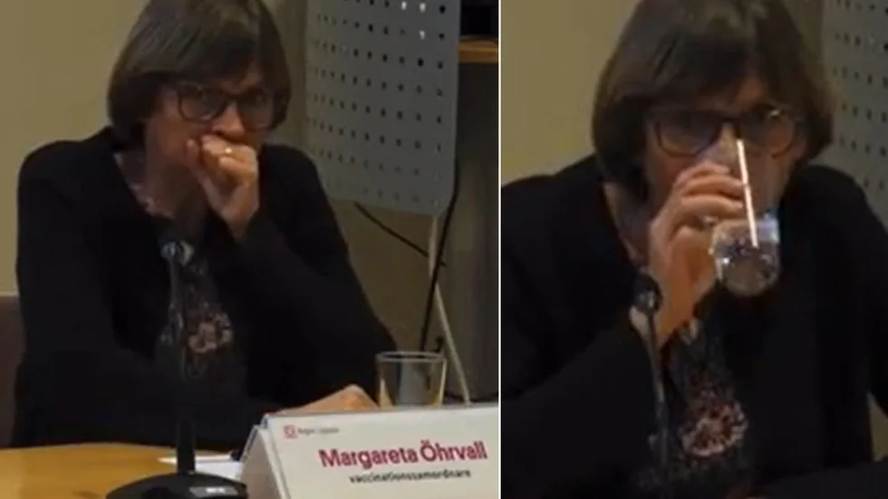 Margareta Öhrvall kom med lugnande besked efter dagens lättare hostattack: ”Jag mår utmärkt.”