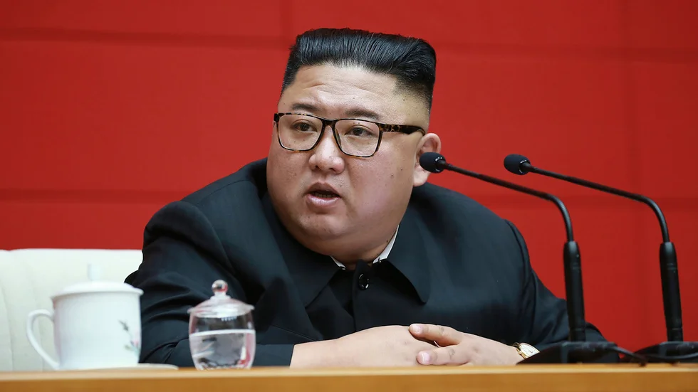 Nordkoreas diktator Kim Jong-Un under ett partimöte förra veckan.