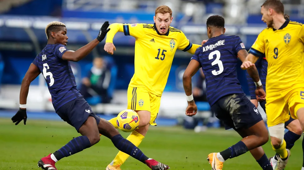 Sverige och Frankrike möttes i Nations League i höstas. Båda nationerna ska spela EM i sommar. Arkivbild.
