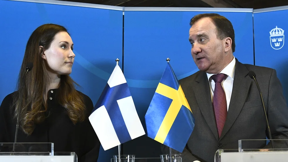 Finland och Sverige – här i form av statsministrarna Sanna Marin och Stefan Löfven – trycker på för minst 55 procent i utsläppsminskning i EU till år 2030. Arkivfoto.
