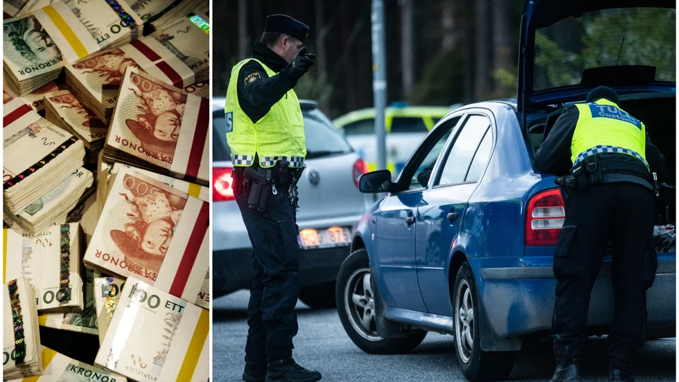 Vid en trafikkontroll vid Mora stenar i maj anträffades en bil med kontanter till ett värde av två miljoner kronor.