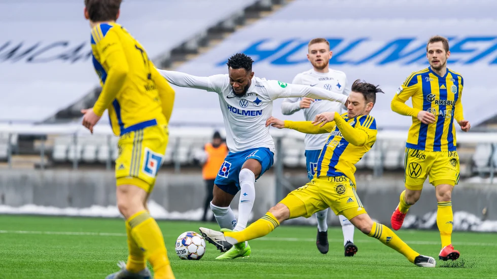 Samuel Adegbenro i dagens match mot Sundsvall.