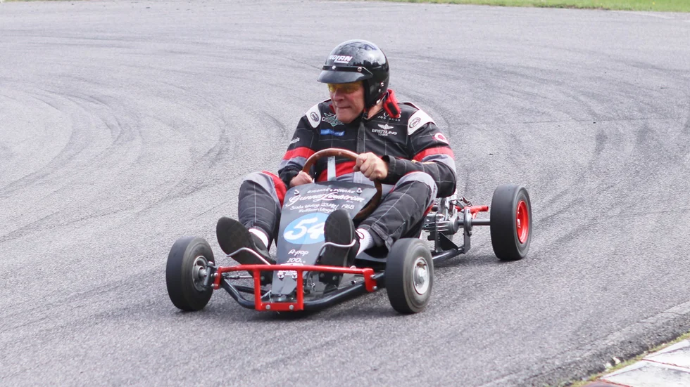 KMK:aren Odd Denander vann premiärtävlingen på gokartbanan i Valla - och var, 50 år senare, tillbaka i samband med jubileumstävlingen.